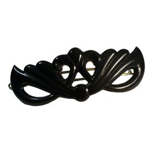 1960’s Vintage Black French Floral Hair Barrette, French Hair Clip, Deadstock